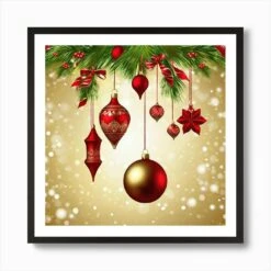 Christmas Ornaments 10 Art Print -Xmas Gifts Hub m2Fgen2Fart print square framed black2F7f04ccaa 454c 408a bd01 471d26920199