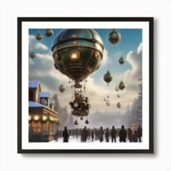 Steampunk Floating Christmas Art Print -Xmas Gifts Hub m2Fgen2Fart print square framed black2F8019517a 2898 46c2 a04a f9b8975652fc
