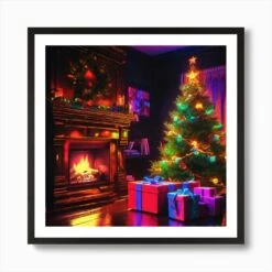 Christmas Tree In The Living Room 59 Art Print -Xmas Gifts Hub m2Fgen2Fart print square framed black2F822f4bf7 bd0b 4ab8 8c94 9d7adc602a8a