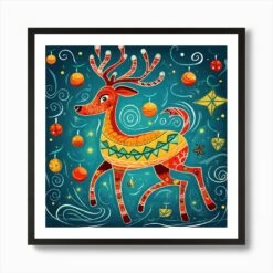 Christmas Deer Vector Art Print -Xmas Gifts Hub m2Fgen2Fart print square framed black2F82c65bd9 3072 43e4 9265 04c420e05a0c