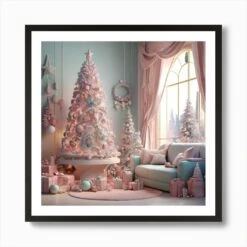 Christmas Tree In The Living Room Art Print -Xmas Gifts Hub m2Fgen2Fart print square framed black2F85308463 27ee 401d 936f feeafd47c31a