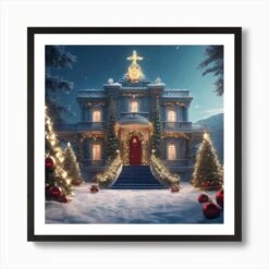 Christmas House 66 Art Print -Xmas Gifts Hub m2Fgen2Fart print square framed black2F89fe0704 26c8 4b4c 92e2 2734f48c651c