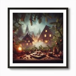 Christmas Village 3 Art Print -Xmas Gifts Hub m2Fgen2Fart print square framed black2F8fec0353 b839 468e b332 609d7fedc1c5