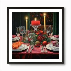 Christmas Table Setting 8 Art Print -Xmas Gifts Hub m2Fgen2Fart print square framed black2F918447d0 c34a 4461 99b4 fdef719a9572