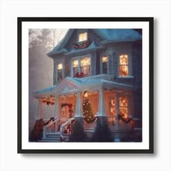 Christmas House 88 Art Print -Xmas Gifts Hub m2Fgen2Fart print square framed black2F9ca72527 b6d3 4e66 a4c6 8d16f7fa5c40