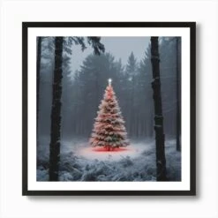 Christmas Tree In The Forest 65 Art Print -Xmas Gifts Hub m2Fgen2Fart print square framed black2F9ef021e5 0407 464e 9db4 89f9f9a3acd6