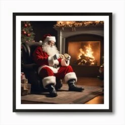 Christmas Santa 26 Art Print -Xmas Gifts Hub m2Fgen2Fart print square framed black2F9ef9c52b 4c6b 4a34 8f1e 0631318a05ed