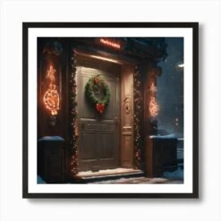 Christmas Decoration On Home Door Sharp Focus Emitting Diodes Smoke Artillery Sparks Racks Sy (3) Art Print -Xmas Gifts Hub m2Fgen2Fart print square framed black2Fa561864a 3096 4907 901a f5a372ce5833