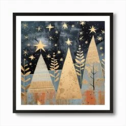 Christmas Trees 3 Art Print -Xmas Gifts Hub m2Fgen2Fart print square framed black2Fab9fcc02 47d6 433f 87a3 aa15ad02b385