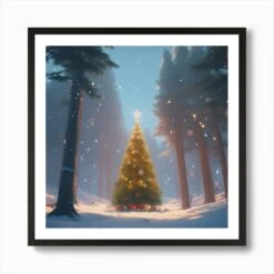 Christmas Tree In The Forest 122 Art Print -Xmas Gifts Hub m2Fgen2Fart print square framed black2Fb5ced16f 57f8 4784 ba91 ce7a48ae8831