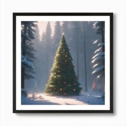 Christmas Tree In The Forest 124 Art Print -Xmas Gifts Hub m2Fgen2Fart print square framed black2Fba920c76 be2b 4373 8d27 774ad10ea985