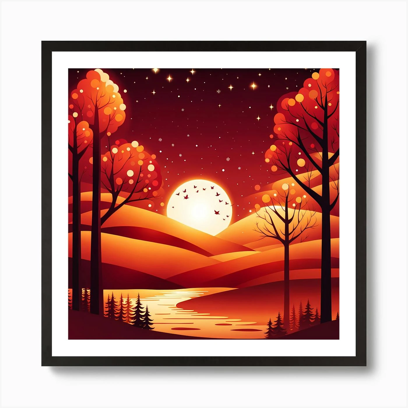 Christmas Red Winter Landscape In The Mountains, Christmas Days, Christmas Concept Art, Christmas Vector Art, Vector Art, Christmas Art, Christmas, Christmas Trees 7 Art Print 5 Christmas Red Winter Landscape In The Mountains, Christmas Days, Christmas Concept Art, Christmas Vector Art, Vector Art, Christmas Art, Christmas, Christmas Trees 7 Art Print - Image 3