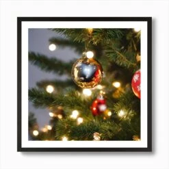 Christmas Tree With Ornaments Art Print -Xmas Gifts Hub m2Fgen2Fart print square framed black2Fc507c536 1e48 4391 bb2d 58596f251993