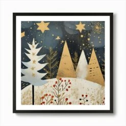 Christmas Trees Art Print -Xmas Gifts Hub m2Fgen2Fart print square framed black2Fcbf2dab0 dca7 46b2 94e6 89d1eb5ffcdc