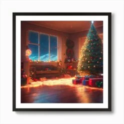 Christmas Tree In The Living Room 69 Art Print -Xmas Gifts Hub m2Fgen2Fart print square framed black2Fcdb4c45e 8670 4d5e 985b 3bfdd59706fc