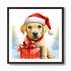 Christmas Labrador Puppy 1 Art Print -Xmas Gifts Hub m2Fgen2Fart print square framed black2Fd4463c84 1078 457d 9fd4 6780fce18751