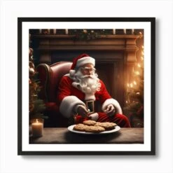 Christmas Santa 12 Art Print -Xmas Gifts Hub m2Fgen2Fart print square framed black2Fd450a004 aace 4677 98c0 8f672db09b65
