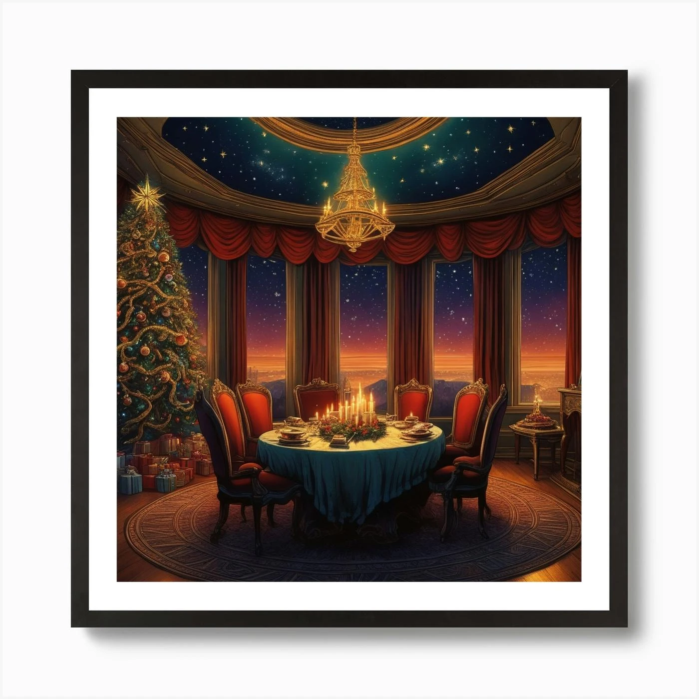 Christmas Dining Room 8 Art Print 5 Christmas Dining Room 8 Art Print - Image 3