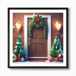 Christmas Decoration On Home Door Low Poly Isometric Art 3d Art High Detail Artstation Concept (1) Art Print -Xmas Gifts Hub m2Fgen2Fart print square framed black2Fd9aec583 285d 4ef7 8573 03d867e5b055