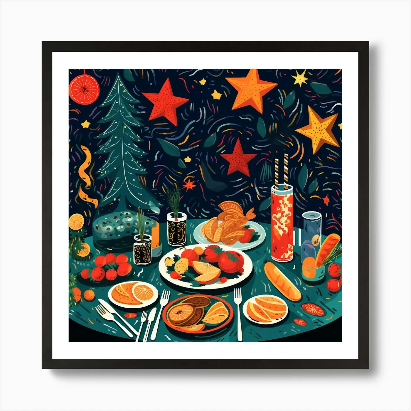 Christmas Dinner Art Print 5 Christmas Dinner Art Print - Image 3