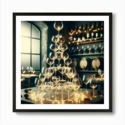 Wine Glasses Christmas Tree Art Print -Xmas Gifts Hub m2Fgen2Fart print square framed black2Fe38660af 788c 4d18 b56b 533e2bf7d438