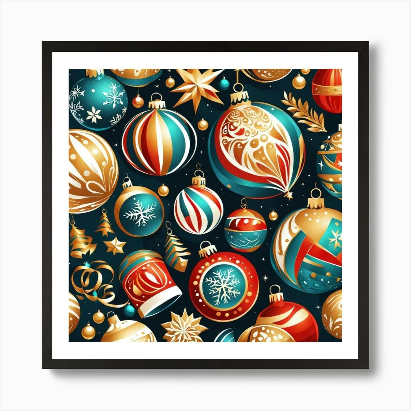 Christmas Ornaments Seamless Pattern Art Print 5 Christmas Ornaments Seamless Pattern Art Print - Image 3