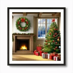 Christmas Tree 16 Art Print -Xmas Gifts Hub m2Fgen2Fart print square framed black2Fe66e7f10 7f8d 4abf 827b 422bc2467927