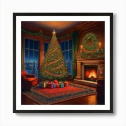 Christmas Tree In The Living Room 22 Art Print -Xmas Gifts Hub m2Fgen2Fart print square framed black2Fe7819f82 11b7 4c19 832c e8a28fcbc19e