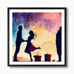 Christmas Couple Art Print -Xmas Gifts Hub m2Fgen2Fart print square framed black2Fe7edffc4 d39a 4f47 90fd 47b659bf9111