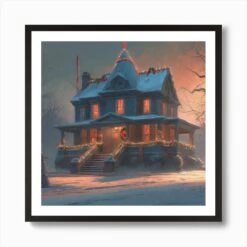 Christmas House 131 Art Print -Xmas Gifts Hub m2Fgen2Fart print square framed black2Fe9dd6356 5fcf 4e08 b6f9 0c7f20e42ef7