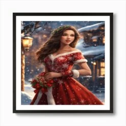 Christmas Girl In Red Dress 1 Art Print -Xmas Gifts Hub m2Fgen2Fart print square framed black2Fee801d65 00a1 4c39 ac1f 8feadb5ec2df