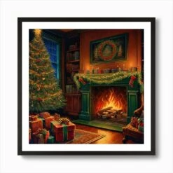 Christmas In The Living Room 18 Art Print -Xmas Gifts Hub m2Fgen2Fart print square framed black2Fee88806d 0dce 4ac7 abb9 a4346018e822