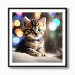 Christmas Kitten 2 Art Print -Xmas Gifts Hub m2Fgen2Fart print square framed black2Ff125a257 1153 447d b90a d68dbed0b660