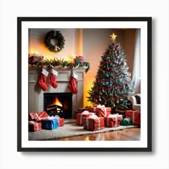Christmas In The Living Room 11 Art Print -Xmas Gifts Hub m2Fgen2Fart print square framed black2Ff63be96b ea1a 4f03 aebb 2df8aa0ab994