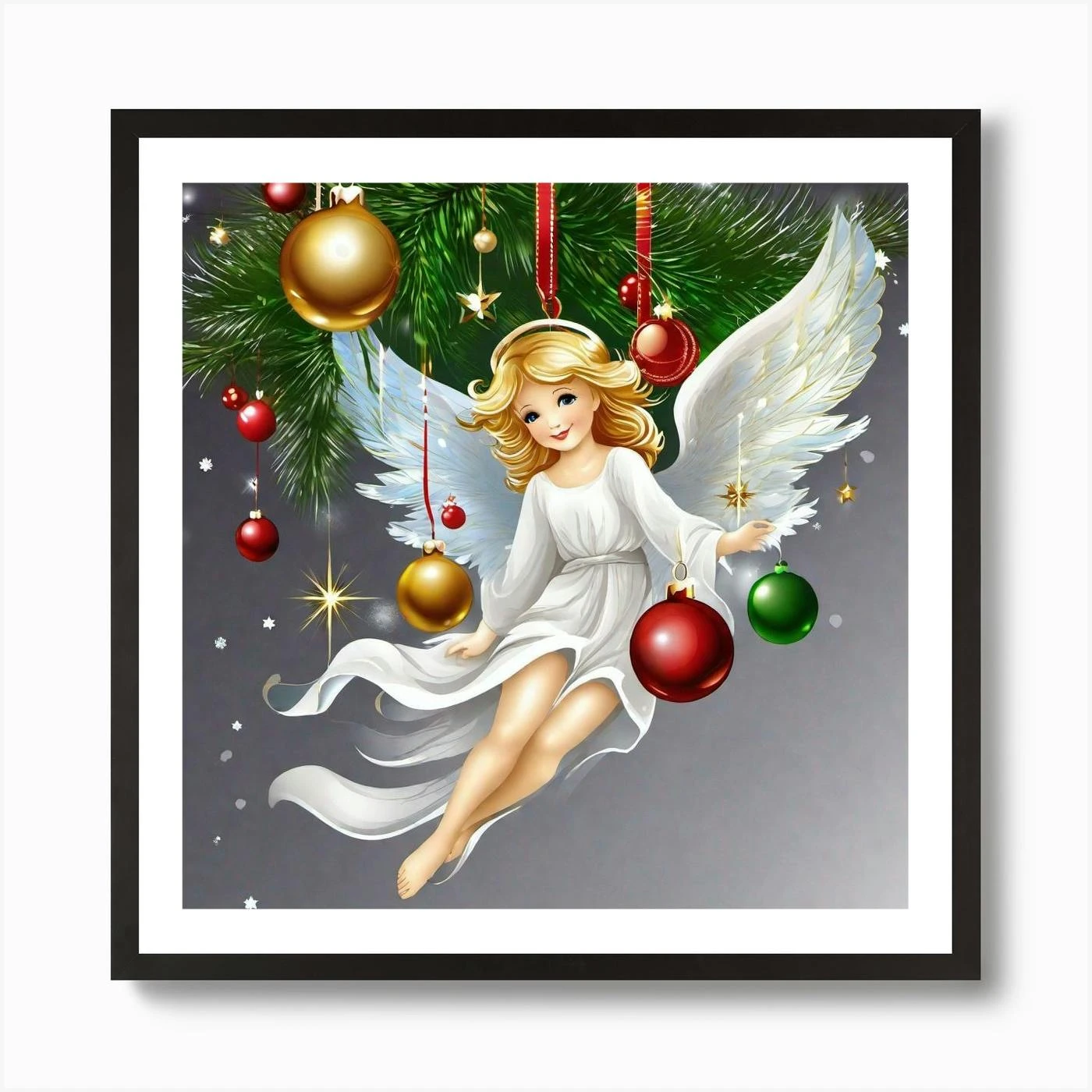 Angel Christmas Tree 1 Art Print 5 Angel Christmas Tree 1 Art Print - Image 3
