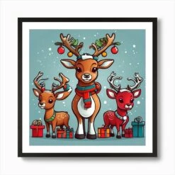 Christmas Reindeer 2 Art Print -Xmas Gifts Hub m2Fgen2Fart print square framed black2Ffd956708 3323 4370 bb7e 55d0e18b3c2e