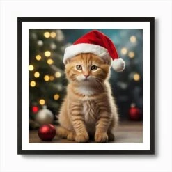 Christmas Cat In Santa Hat Art Print -Xmas Gifts Hub m2Fgen2Fart print square framed black2Fff8a49ce afcd 41ed 9c57 6c13a7cd2e9f