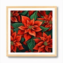 Christmas Poinsettia 1 Art Print -Xmas Gifts Hub m2Fgen2Fart print square framed oak2F01cbe7f9 3cf7 477a 8d46 cad2035e0603
