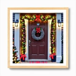 Christmas Door Decorations 12 Art Print -Xmas Gifts Hub m2Fgen2Fart print square framed oak2F0214b655 45f3 459f b7d5 73bf9a7d42c4