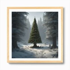 Christmas Tree In The Forest 117 Art Print -Xmas Gifts Hub m2Fgen2Fart print square framed oak2F04a5dba1 e0a8 47c2 9a2c 71170040df4f