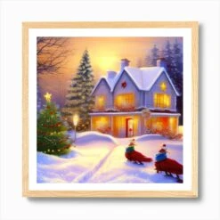 Christmas Eve Art Print -Xmas Gifts Hub m2Fgen2Fart print square framed oak2F04d03d51 d6ad 46f0 8afb 1e8486ac6401
