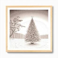 Christmas Tree 12 Art Print -Xmas Gifts Hub m2Fgen2Fart print square framed oak2F05903b76 6824 4663 9860 f5347b871f77