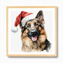 Christmas German Shepherd Dog Art Print -Xmas Gifts Hub m2Fgen2Fart print square framed oak2F075d3c2d 50c6 41fd b070 1713025c71d7