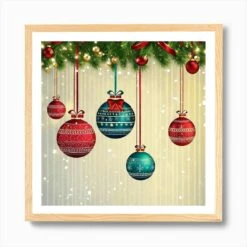 Christmas Ornaments 17 Art Print -Xmas Gifts Hub m2Fgen2Fart print square framed oak2F08b1e99b 69a3 4bb9 acd5 92d983f9c2a0
