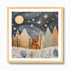 Christmas Trees In The Snow Art Print -Xmas Gifts Hub m2Fgen2Fart print square framed oak2F0b60b0d2 4fe1 4551 acc6 c98324216d9e