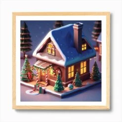 Christmas House 102 Art Print -Xmas Gifts Hub m2Fgen2Fart print square framed oak2F0f0ea702 2e2b 4e08 848e 33f493950637