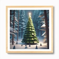 Christmas Tree In The Forest 103 Art Print -Xmas Gifts Hub m2Fgen2Fart print square framed oak2F10ccb138 2ed9 492f 8903 5036fef926e0
