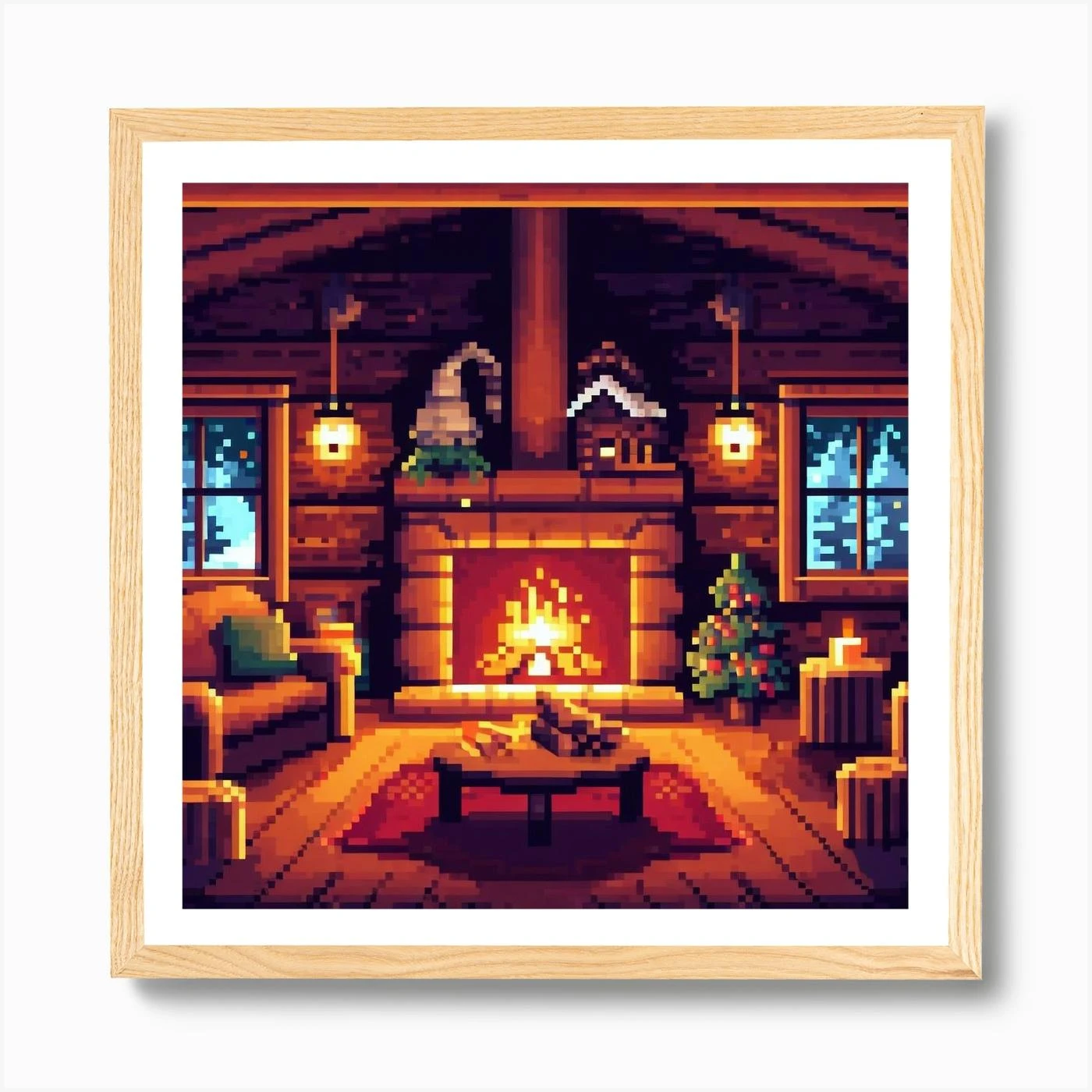Pixel Art Christmas Interior Art Print 7 Pixel Art Christmas Interior Art Print - Image 5