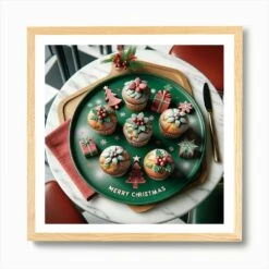 Christmas Cupcakes Art Print -Xmas Gifts Hub m2Fgen2Fart print square framed oak2F1a967698 5a03 458c a061 a4655a773dd8