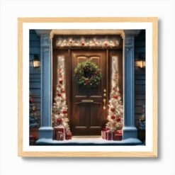 Christmas Door 131 Art Print -Xmas Gifts Hub m2Fgen2Fart print square framed oak2F1ef69b82 85b4 4934 ae61 b10ddcf5662e